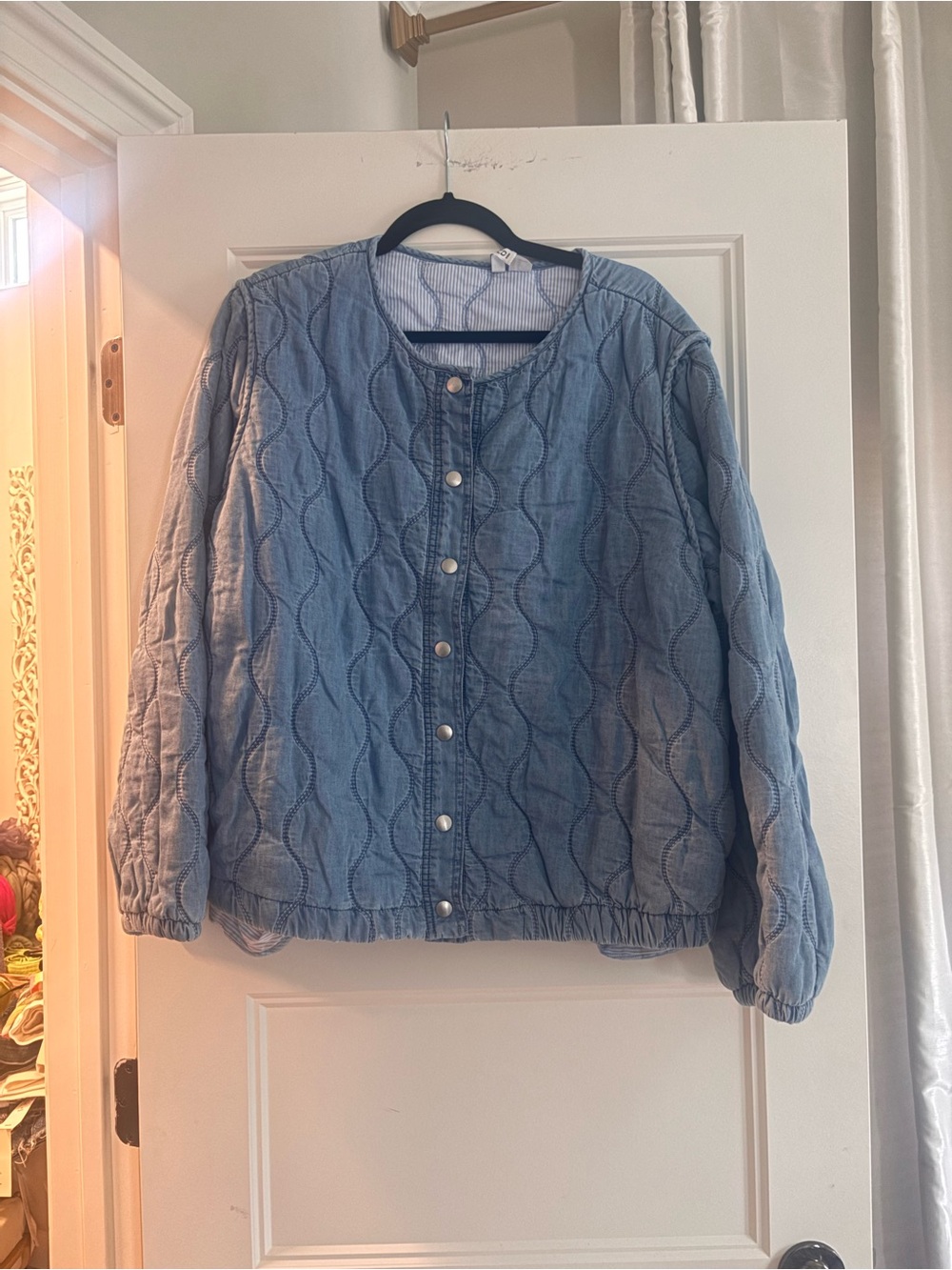 H&M Light Blue Quilted Button-Front Jacket